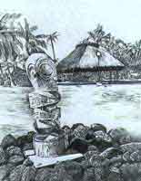 塔希提島的護(hù)神木雕